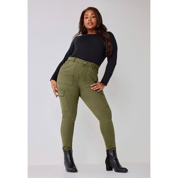 V.I.P. Jeans Women Green Cargo Jogger Pant Size 13 /14 - Picture 1 of 11
